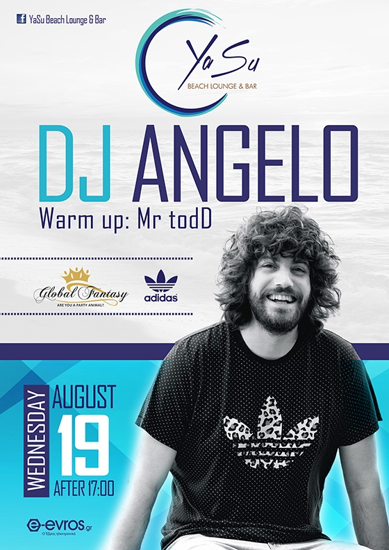 O dj Angelo την Τετάρτη στο Yasu Beach Bar