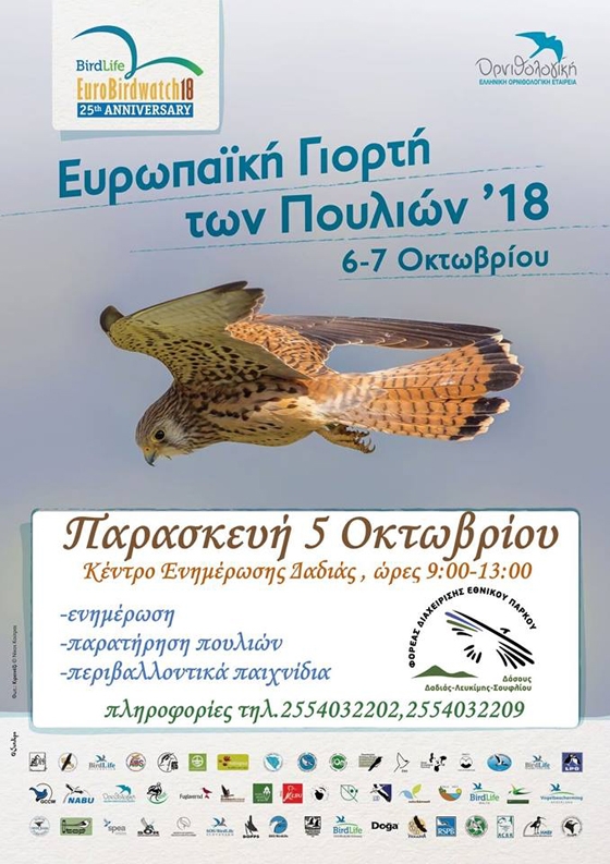 Ευρωπαϊκή Γιορτή πουλιών 2018 στο Εθνικό Πάρκο Δάσους Δαδιάς-Λευκίμης-Σουφλίου