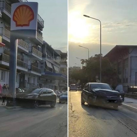 φωτογραφίες από το σημείο σύγκρουσης των 2 οχημάτων, σήμερα νωρίς το πρωί.