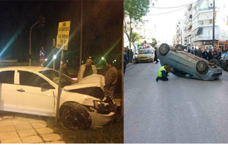 Τα αυτοκίνητα υπέστησαν υλικές ζημιές.